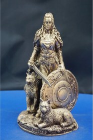 Resim Freya İskandinav Mitolojisi Biblo Heykel - Ev Ofis Dekoratif Aksesuar 25 Cm Altın 