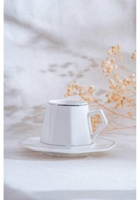 Resim Acar Elara Silver 6 Kişilik Kahve Fincanı Takımı - 90 Ml Beyaz 