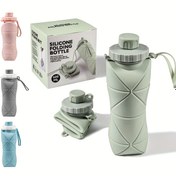 Resim 600ml 20.29oz Sızdırmaz Katlanabilir Su Şişesi - BPA-Free Silikon, Yüksek Sıcaklık Dayanıklı, Bisiklet, Yürüyüş, Spor Salonu ve Daha Fazlası İçin Güvenli Kayış ile - Maca İçin Mevcut, Dört Renk, İzoleli Flas 