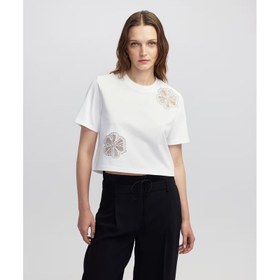 Resim İpekyol Hotfix Baskılı Cutout Kadın Tişört (IW6250070057) 