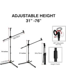 Resim AyrStore 180CM Maksimum Uzunluk Mikrofon Standı Multi Fonksiyonel 2in1 Microphone Katlanabilir 