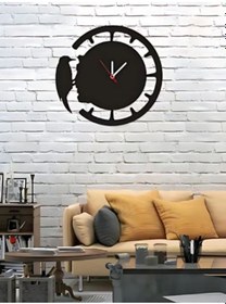 Resim Benzersiz Tasarım Ahşap Duvar Saati Siyah 