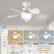 Resim FIBRAVE 41.91cm Küçük Tavan Fanı Uzaktan Kumanda ve Ayarlanabilir LED Ampul ile - 3 Renk, 3 Hız, 3000K-6500K Ayarlanabilir Aydınlatma, Yatak Odası, Oturma Odası, Mutfak, Garaj, Tavan Fanı Işık Aparatı, Mutfak Aydınlatması, Modern Aydınlatma, Dayanıklı Aydınlatma 