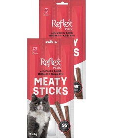 Resim Meaty Sticks Biftekli Ve Kuzu Etli Kedi Ödül Çubuğu 3x5gr İkili Paket 