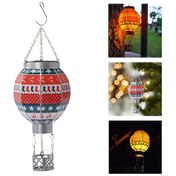 Resim Renkli Sıcak Hava Balonu İle Kanca Güneş Işığı, Güneşli Sıcak Hava Balonu Işığı, İç Mekan Ve Dış Mekan Renkli Metal Güneş Işığı, Çim, Veranda, Ağaç, Avlu Sıcak Işık Dekoratif Işık. Renk 