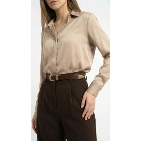 Resim Livize %100 Hakiki Deri Kadın Kemeri 2 cm - Antik Sarı Tokalı Şık & Günlük Kullanım 