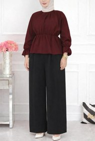 Resim CNG MODA Tesettür Beli Lastikli Kısa Poplin Gömlek 