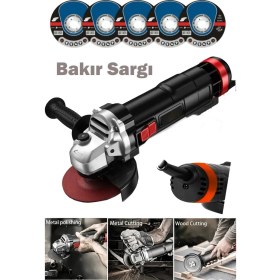 Resim 115 mm 4500W Metal Taşlama Makinesi, 5 Taş Hediye 