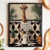 Resim Zürafa Tuvalet Mizahı Tuval Sanat Baskısı, Çerçevesiz Duvar Posteri Ev Yatak Odası, Mutfak, Oturma Odası, Otel, Kafe, Ofis İçin - 30.48x40.64 cm, Tuval Boyama, Oda Dekoru İçin Mükemmel 