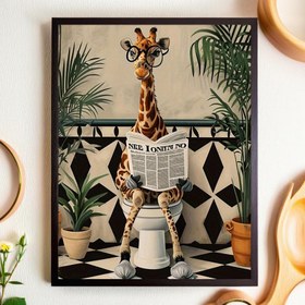 Resim Zürafa Tuvalet Mizahı Tuval Sanat Baskısı, Çerçevesiz Duvar Posteri Ev Yatak Odası, Mutfak, Oturma Odası, Otel, Kafe, Ofis İçin - 30.48x40.64 cm, Tuval Boyama, Oda Dekoru İçin Mükemmel 