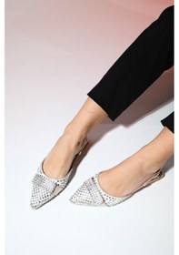 Resim Luvishoes Kelp Bej Saten Taşlı Kadın Düz Sandalet Bej 