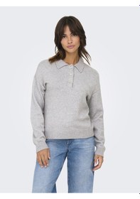 Resim Only Bayan Polo Yaka Sweatshirt 15356689 Gri 