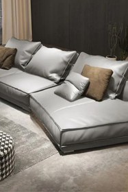 Resim PUCCİ HOME Best Sofa Suni Deri Gri Renk Köşe Koltuk Takımı 