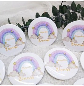 Resim Morlu Gökkuşağı Kız Bebek Açacak Magnet Hediyelik 15 Adet 