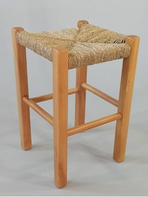 Resim Özer Aldoğan Hasır Örgülü Ahşap Tabure Natürel Renk 45cm (28CMX28CM) 