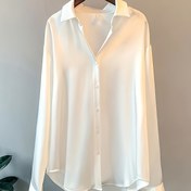 Resim Elegant Kadınlar İÇin Ofis Gömleği - %100 Polyester Uzun Kollu Düğmeli, Yaka Kollu, Tek Renk, Hafif Esnek, Dokuma Kumaş, Düzenli Kollu İlkbahar/Yaz/Sonbahar 