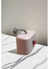 Resim Beton Stoper Dekoratif Uğur Böcekli Beton Kapı Stoperi Kapı Önü Ağırlık Kapı Tamponu Kahverengi 