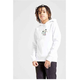 Resim Captain Tsubasa Baskılı Unisex Çocuk Kapüşonlu Beyaz Sweatshirt 