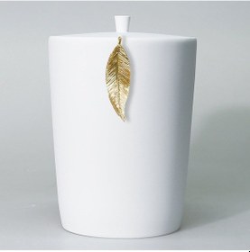 Resim Leaf Çöp Kovası Beyaz Altın Beyaz 