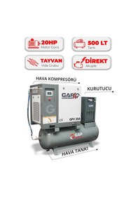 Resim Hava Kompresörü Depo Üstü Vidalı 20hp 500lt Gpv20a 