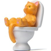 Resim Fosenze Kedi Tuvalete Oturma Figürü - Resin Malzeme Ev Dekorasyonu - Eğlenceli Masa/oda Süs - Siyah, Beyaz, Gri, Sarı, Karışık Renk Seçenekli 