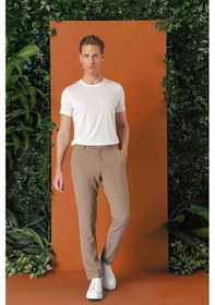 Resim Efor Comfort Fit Beli Lastikli Pötikareli Casual Bej Pantolon P 1149 Bej 