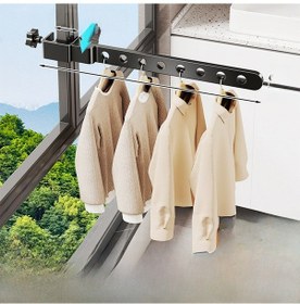 Resim Yifomall Balkon Pencere Halka Güvenlikli Çamaşır Kurutma Aleti, Siyah Katlanabilir, 8 Delik Tam Dolgulu, Kolay Kurulum, Dayanıklı Malzeme İle Ev Dekoru Diğer 