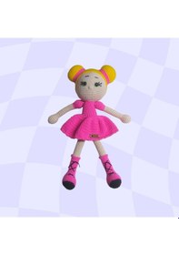 Resim Örme Pembe Bebek Amigurumi Organik Oyuncak-uyku Arkadaşı 