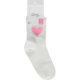 Resim 4165 Civil Girls Kabartma Kalp 3'lü 2-12 Yaş Kız Soket Çorap - Standart 12-13 Yaş 