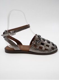 Resim Heyzen TAŞ DETAYLI KAFES DERİ SANDALET PLATİN 