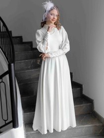 Resim İnci Kolyeli Helen Gelinlik - 36 / Ekru 