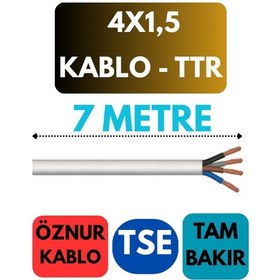 Resim Öznur 4x1,5 Ttr Kablo Metre Seçenekli Beyaz - 7 Metre 