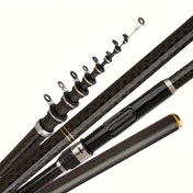 Resim Premium Karbon Fiber Teleskopik Olta Kamışı - Hızlı Eylem, Hafif Sahil/Kıyı ve Açık Deniz Kullanımı İçin Pürüzsüz Hat Yönlendirme & Dayanıklı Metal Kılavuzlar, Ergonomik Sap - Spinning Teknikleri, Plaj ve İskele Balıkçılığı için İdeal - Yüksek Kaliteli Yapım, Balıkçılar için Mükemmel Hediye 