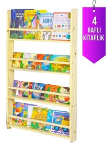 Resim Loolpi Home Montessori Kitaplık Doğal Ahşap Çok Amaçlı Raflar 