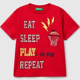 Resim United Colors Of Benetton Benetton Erkek Bebek Figürlü Tshırt Kırmızı 