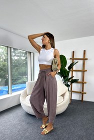 Resim Lady Pixie Premium Seri Gofre Kumaş Cepli Şalvar Pantolon 