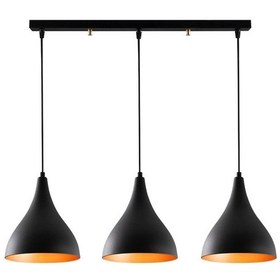 Resim Riolight Retro Siyah Üçlü Sıralı Masa Üstü Avize Uzunluk: 60Cm 