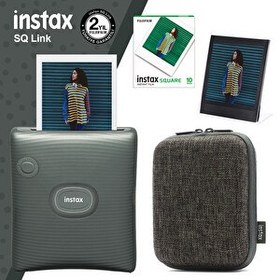 Resim Fujifilm Instax SQ Link Yeşil Yazıcı-10'lu Square Film-Kılıf ve Pleksi Çerçeve 