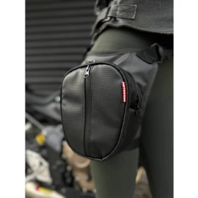 Resim Motobros Karbon Desenli Deri Motosiklet Bacak Çantası 3 Gözlü (Su Geçirmez) 