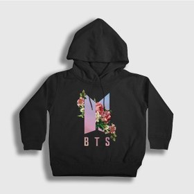 Resim Presmono Unisex Çocuk Roses Bts Kapüşonlu Sweatshirt Siyah 