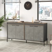 Resim Robin Home Berlin E Ofis Konsol Klasör Dolabı Metal Ayaklı Kahve-Beton-Antrasit Vs5-Cga 