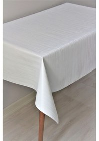 Resim Astarlı Silinebilir Pvc Muşamba Masa Örtüsü Çizgili - 78-b1 Beyaz 