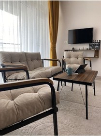 Resim Modern Mars Balkon, Bahçe, Cafe - Salon - Metal Kanepe Koltuk Takımı - 2+1+1 + Sehpa Krem Modernsh55 Krem 