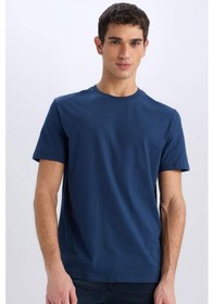Resim DeFacto %100 Pamuk New Regular Fit Bisiklet Yaka Basic Düz Kısa Kollu Tişört V7699AZ24AUNV241 
