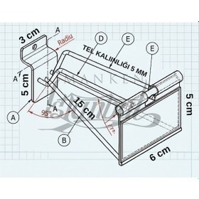 Resim 200 Adet 15 Cm Etiketli Kanallı Pano Kancası Koruma Kauçuklu Ekstra Güçlü Raf Askısı Raf Kancası Krom 