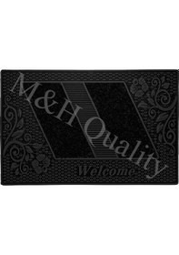 Resim Çiçekli Modeli Welcome Yazlı Kapı Önü Paspası Siyah Rengi Siyha 