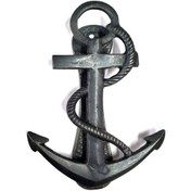 Resim Antika Tarz Dekoratif Pirinç Halatlı, Çapa, Denizci, Gemici Kapı Tokmağı, Taktak - 170x60mm, Oksit 