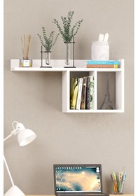 Resim Bicabin Lisa Dekoratif Duvar Rafı -Beyaz 