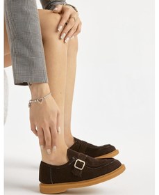 Resim Termo Taban Süet Görünümlü Tokalı Kadın Kahve Günlük Loafer Tbmhh035 Kahve 