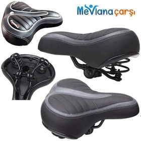Resim Yaylı Geniş ve Yumuşak Bisiklet Selesi Bisiklet Koltuğu Sele Gri - Siyah 